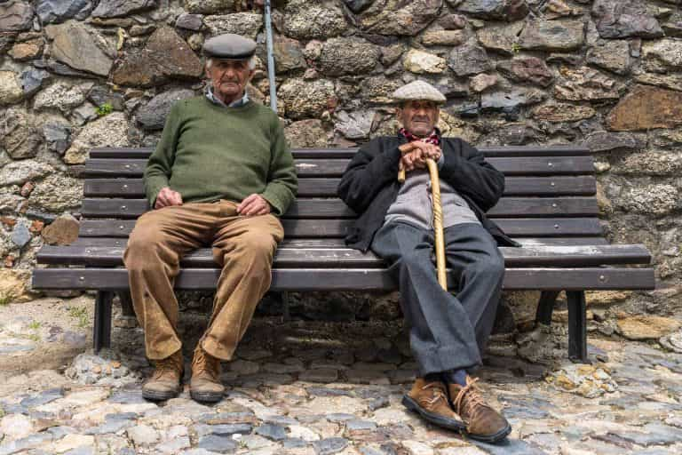 Friendly local people at the castle wall in Castelo de Vide. Asked them if I could take a photo and agreed.